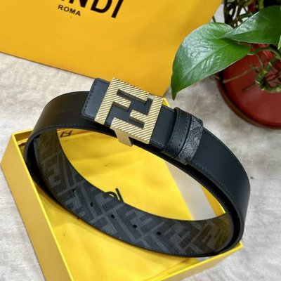 Fendi Fendi Store-Authentic Style, 4.0 Cm Wide, Double-Ring Reversible Belt With