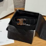 Celine Triomphe Medium Belt. This belt is made of suede cowhide leather with a s