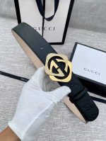 Width 4.0 Cm Interlocking Double G Diamond-Encrusted Premium Steel Buckle Belt,