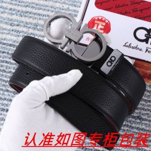 Men's Belt: Original Ferragamo Wood Men's Leather Belt: 100% Top Layer Cowhide,