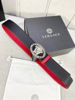 Width 4.0Cm Versace Double-Sided Lychee Pattern Belt Is Decorated With The Iconi