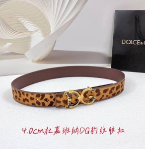 Special 4.0Cm Dolce & Gabbana D&G Belt, Leopard Print Front With Plain Back, Len