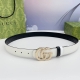 Gucci 3.0cm Top-grain cowhide belt with embossed sole, classic double C buckle,