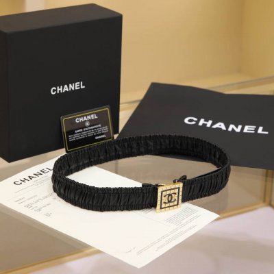 Chanel Cc square resin white and black logo square brass logo buckle calfskin si