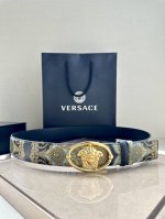 Width 4.0 Cm Versace This Soft Crocodile Leather Belt Features An Oval Medusa Bu