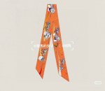 Hermes "Space Racehorse" Twilly scarf Twilly scarf 100% mulberry silk heavyweig