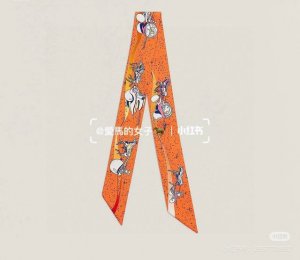 Hermes "Space Racehorse" Twilly scarf Twilly scarf 100% mulberry silk heavyweig