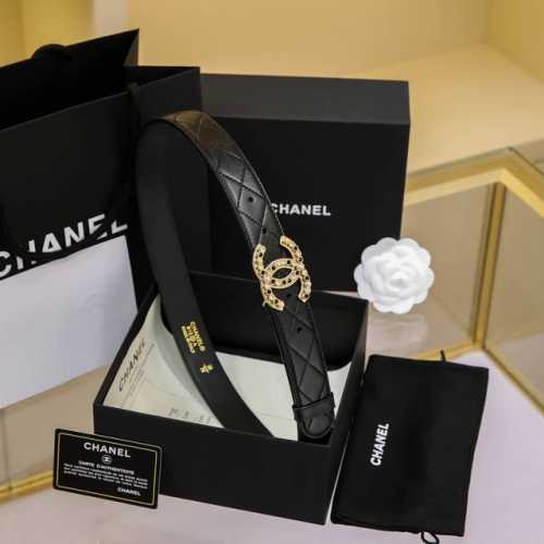 Chanel 24S Cc Pearl, Rhinestone, White And Black Letter Logo Buckle, Brass Metal
