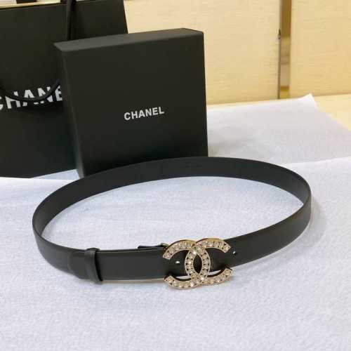 chanel 23P Cc Rhinestone Gold And Silver Imported Fetal Cowhide Belt 3.0Cm Ex