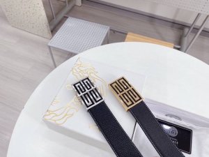 Givenchy original quality classic men's belt counter Togo leather with fine ste