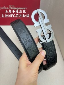 Ferragamo men's counter metal buckle, top layer cowhide double-sided outer belt