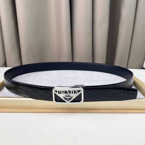 Men's Prada, Soft And Delicate, Versatile And Elegant, Width 3.5 Cm, Official We