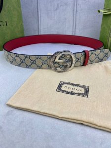 Special Width 4.0Cm Gucci Double-Sided Belt, One Side Is Gg Supreme Canvas, The