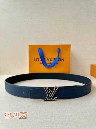 Lv Heritage Double-Sided Belt 3.4 Inches Wide Crafted From Grained Leather And N - Click Image to Close
