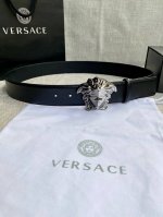 Width 4.0 Cm Versace This Goatskin Belt Features A Buckle Adorned With The Brand