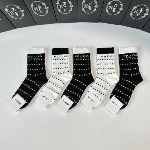 Special Packaging Prada New Mid-Length Slouch Socks! Five pairs per box, same st