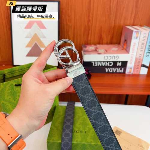 Original quality punched Brand: Gucci G men's Color: Black Buckle: Gold and Silv