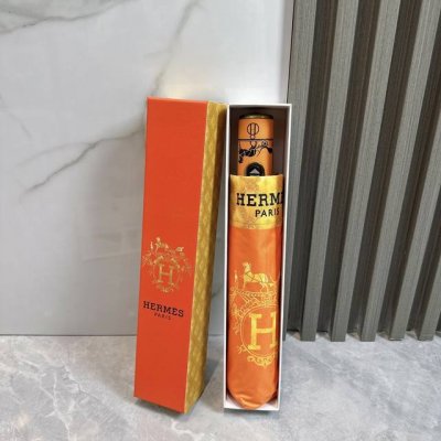 Hermes summer new fully automatic folding umbrella Black coating sunscreen effec