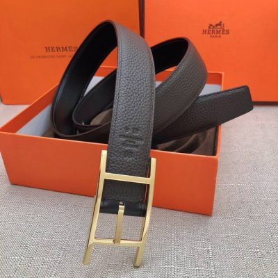 Herm S Pin Buckle Belt, Original Quality, Imported Top-Grain Cowhide, Lychee Tex