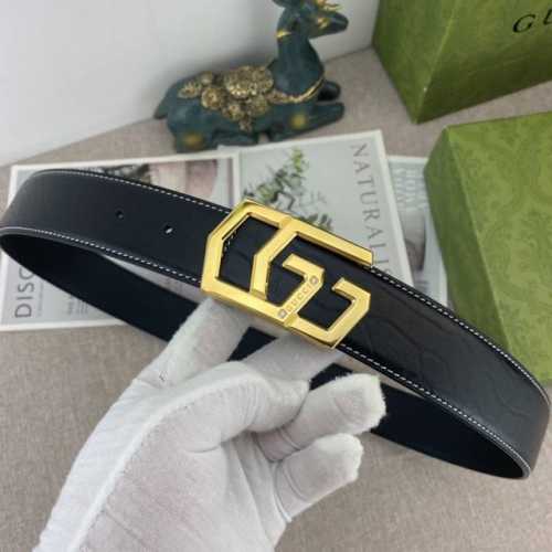Gucci special leather belt series, original hardware boutique stainless steel bu