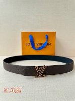 Lv Heritage Double-Sided Belt 3.4 Inches Wide Crafted From Grained Leather And N