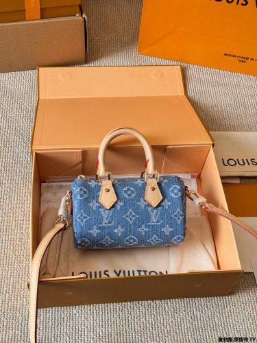 Replica of the original fabric, Lv Speedy pillow bag, denim Lv Speedy 16cm pillo