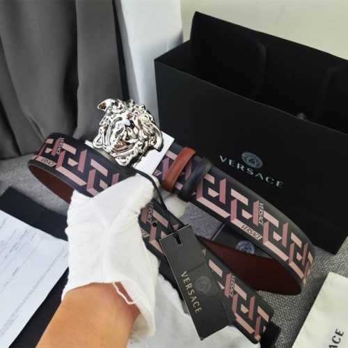 Versace, width 4.0Cm, original boutique, 3D Medusa belt buckle - Barocco print