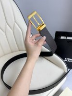 Special Montblanc Width 3.5Cm Made From Top-Grain Leather Premium Needle-Stitche