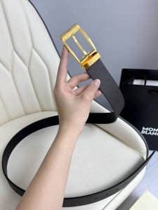Special Montblanc Width 3.5Cm Made From Top-Grain Leather Premium Needle-Stitche