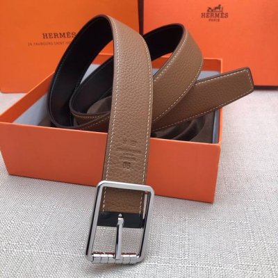 New Needle Buckle Herm S Authentic Leather Belt, Imported Top-Grain Cowhide, Lyc