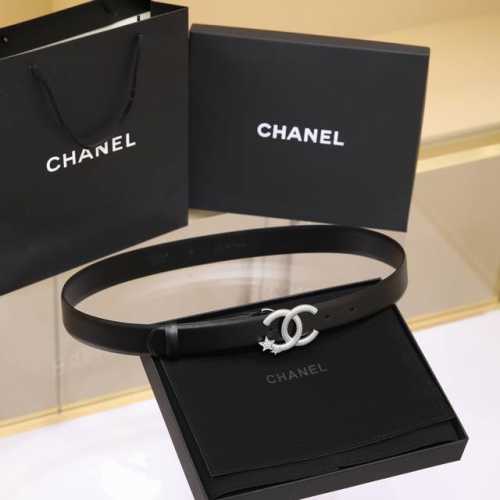 Chanel 24C Wheat Ear, Star, And Crystal White Logo Buckle Brass Metal Plain Grai
