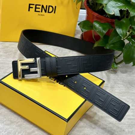Fendi 40mm wide double-sided original calfskin leather with a single ruthenium p - Click Image to Close