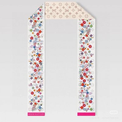 Lvx Murakami Takashi's white tri-color heavy return L 100% mulberry silk 120