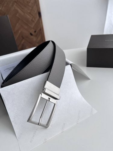 Special Bv Newest Men's Flat Belt Double-Sided Italian Calfskin With Slightly Re