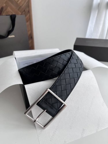 Special Bv New Wide Men's Belt, Handcrafted Small Checkered Intreccio Weave Ital