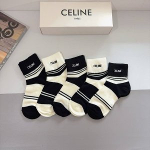 Packaged with 5 pairs Celine new embroidered pure cotton socks, classic letter