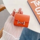 Hermes official website 1:1 earphone bag Palm pattern leather metal logo Fashio