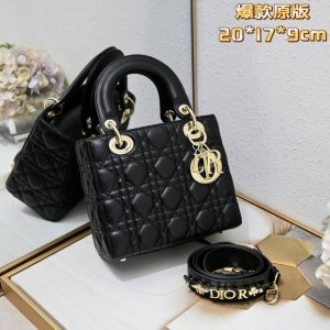 Four-grid lambskin black and gold My Lady alphabet series lambskin gold buckle