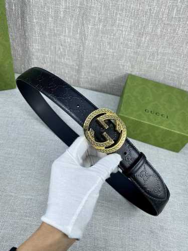 Width 4.0Cm With Original Belt Buckle Belt Made Of Gucci Signature Leather With
