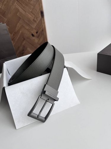 Bv latest men's flat belt double-sided double-sided Italian pebbled calfskin wit