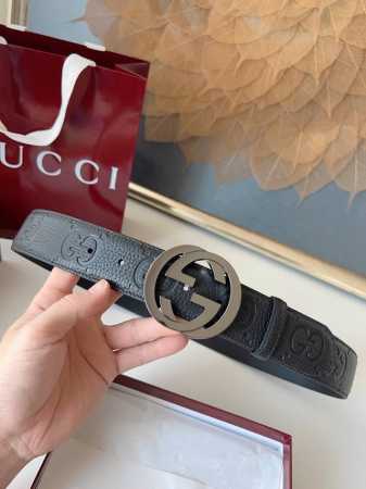 Gucci classic full-leather embossed top, 4.0cm wide, with the new boutique logo - Click Image to Close