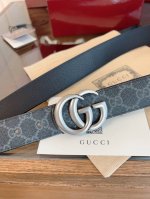 Stunning Gucci Double G Men's New Belt, 3.5cm wide, canvas with a gray monogram
