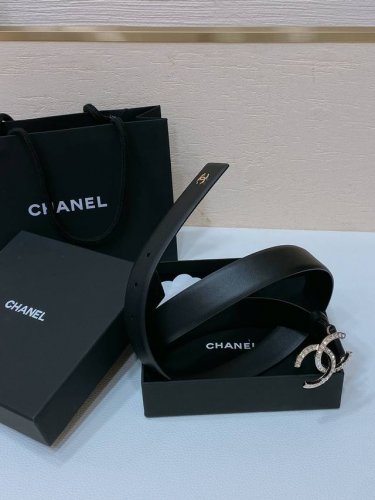 chanel 24C Resin Black And White Rhinestones Gold Metal Logo Buckle Brass Met