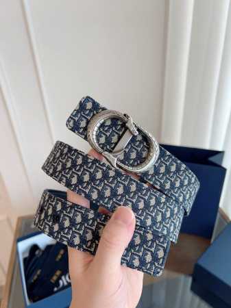 Dior Dior enhanced version French original leather, Oblique blue cloth black cow - Click Image to Close