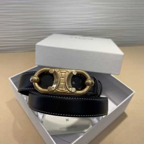 2011024Celine Pig Nose Arc De Triomphe Buckle Ladies Belt Yc White Flower Italia