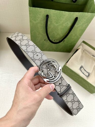 Width 3.8Cm Gucci Gg Supreme canvas belt with interlocking double G buckle. Belt
