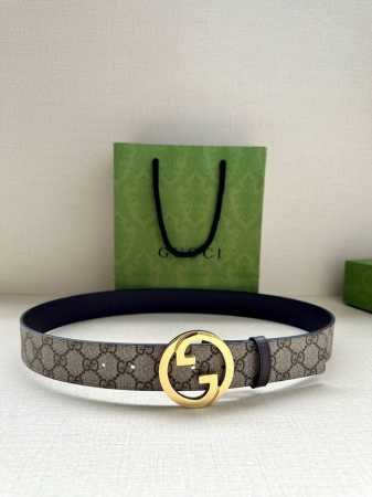 Width 3.8 Cm Gucci This Reversible Belt Seamlessly Combines Gg Supreme Canvas Wi - Click Image to Close