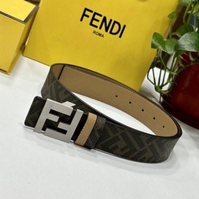Fendi Fendi Store-Exclusive Double-Ring Reversible Belt With Ff Stud Buckle, Bro