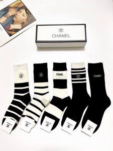 comes with packaging 5 pairs per box Chanel classic letter embroidered logo pur