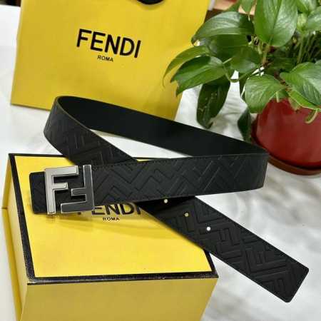 Fendl Fendi, 40Mm Wide Double-Sided Genuine Calf Leather With A Single Rhodium-P - Click Image to Close